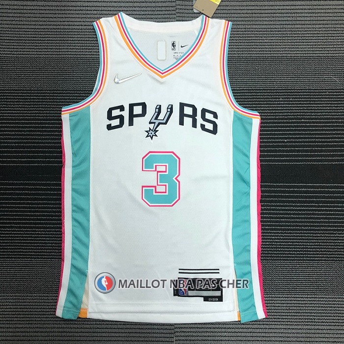 Maillot San Antonio Spurs Keldon Johnson NO 3 Ville 2021-22 Blanc